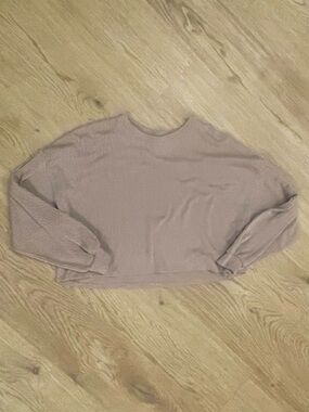 bohme Mauve Ribbed Long Sleeve Cropped Tee
